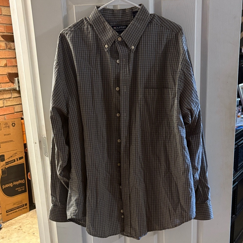 Puritan Black and White Checkered Button Down Shirt